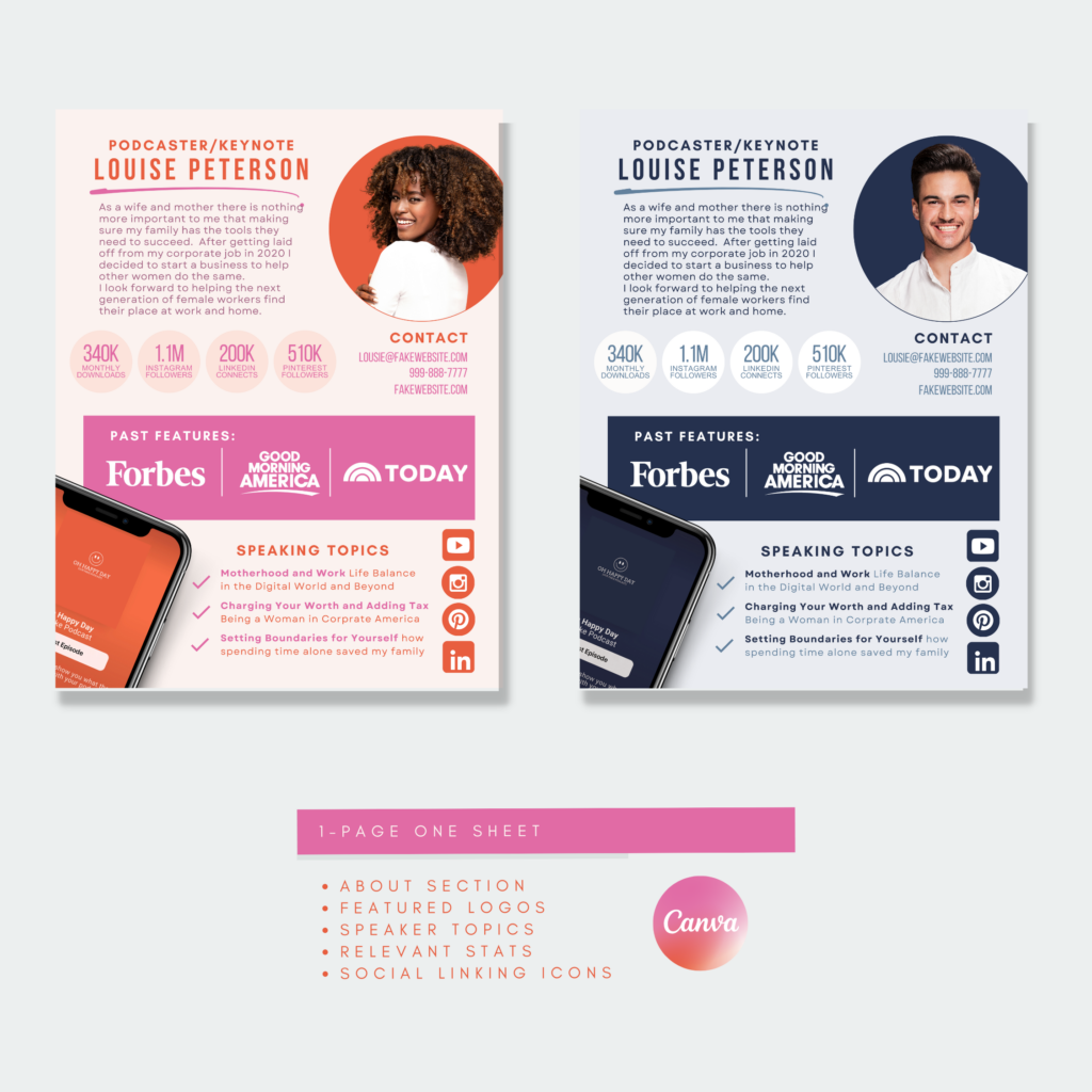 Podcast Host One Sheet Template