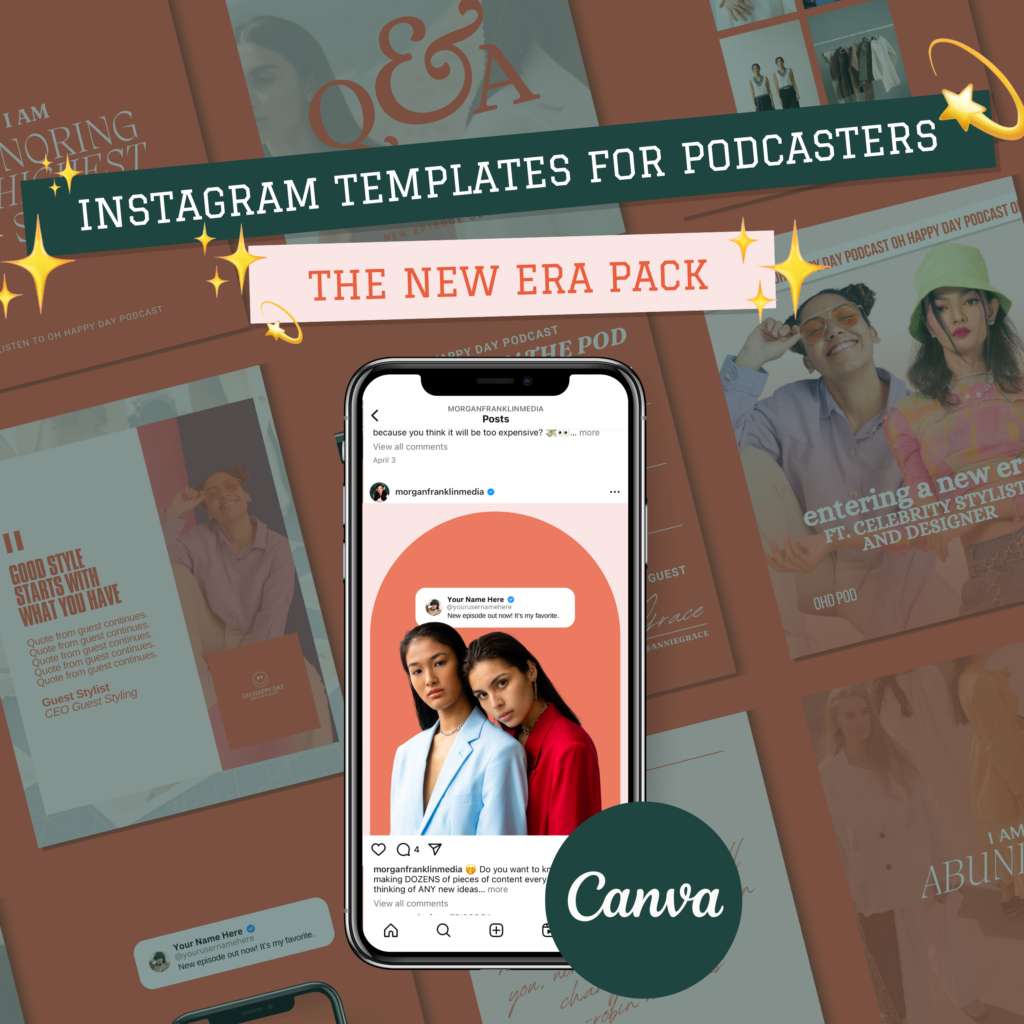 Instagram Template for Podcasters Social Media Morgan Franklin Canva Customizable Templates for Podcasts
